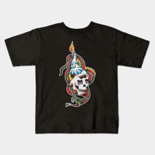 Candle Snake Skull Tattoo Design Kids T-Shirt